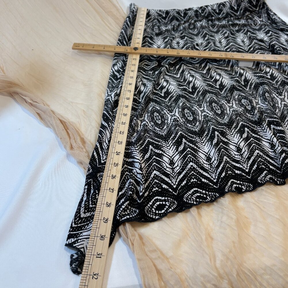 Susan Lawrence Womens Black White Print Maxi Skirt Stretch Waist - Size XL - Picture 6 of 6